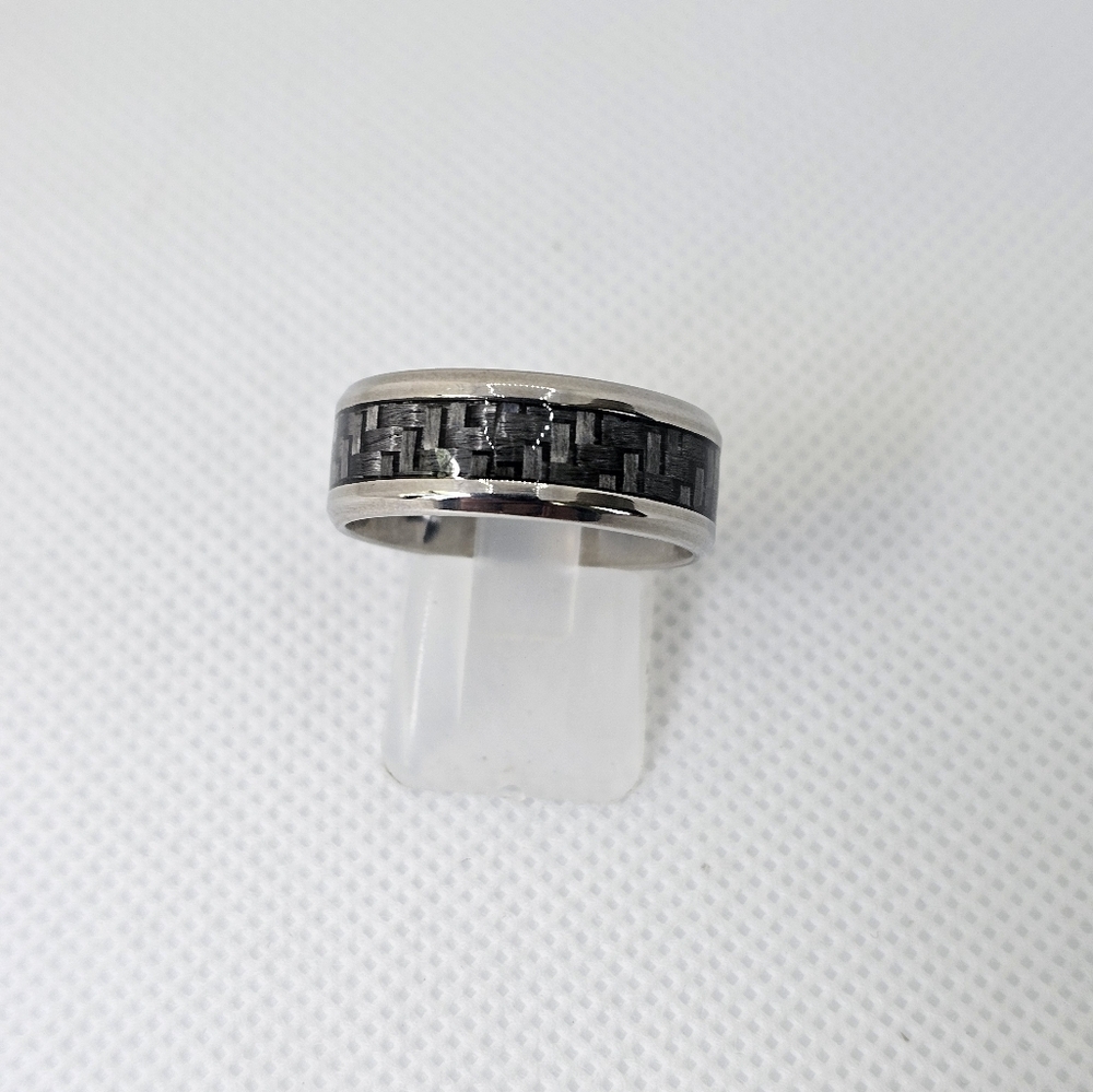 Comfort Fit Grey Carbon Fiber Stainless Steel 8mm Wedding Band! New - Picture 5 of 7